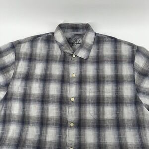 Tommy Bahama XL Linen Plaid Button Down Short Sleeve Shirt